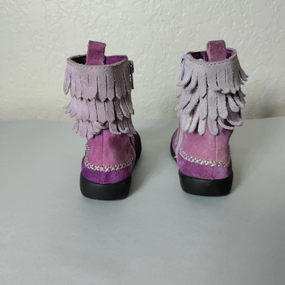Baby Gap Kids Purple Suede Fringe Moccasin Boots Size 5